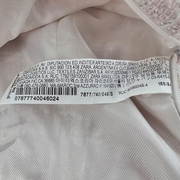 Zara Pink w/ Metallic Threads Tweed  Cropped Tank Top Womens Size Small - Picture 11 of 16